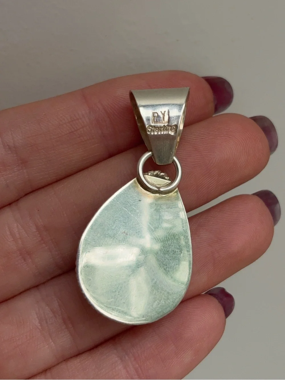 Large Sterling Silver Teardrop Black Onyx Pendant